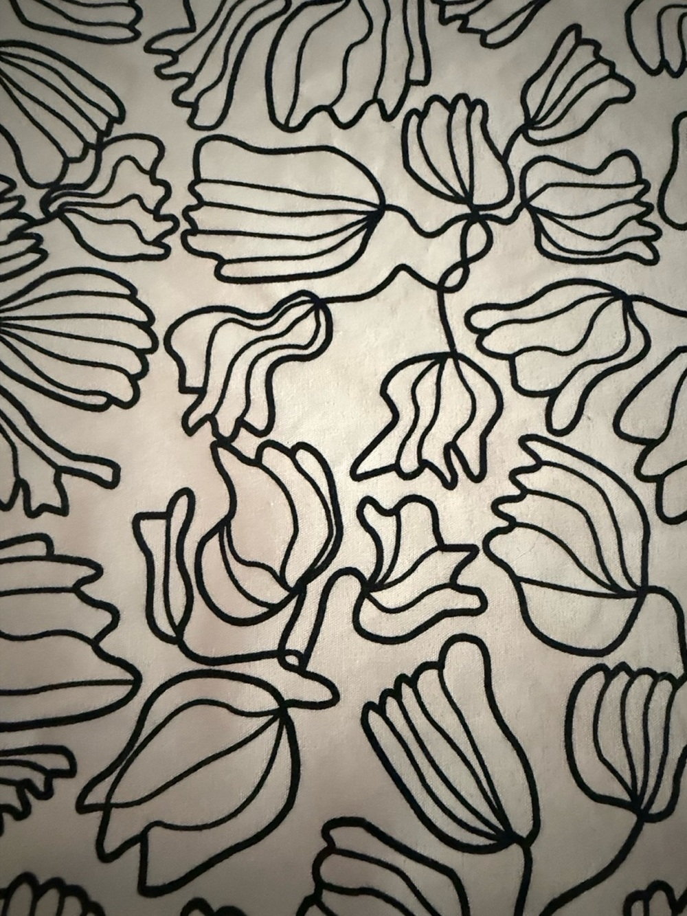 Fabric Remnant Modern Black ivory 55x73 in Abstract Floral Print by IKEA Sweden